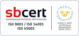 Certifierad ISO 9001, ISO 14001 och ISO 45001